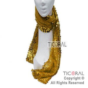 BUFANDA HS5889-2 LENTEJUELAS ORO 1.5M X 23CM x 1